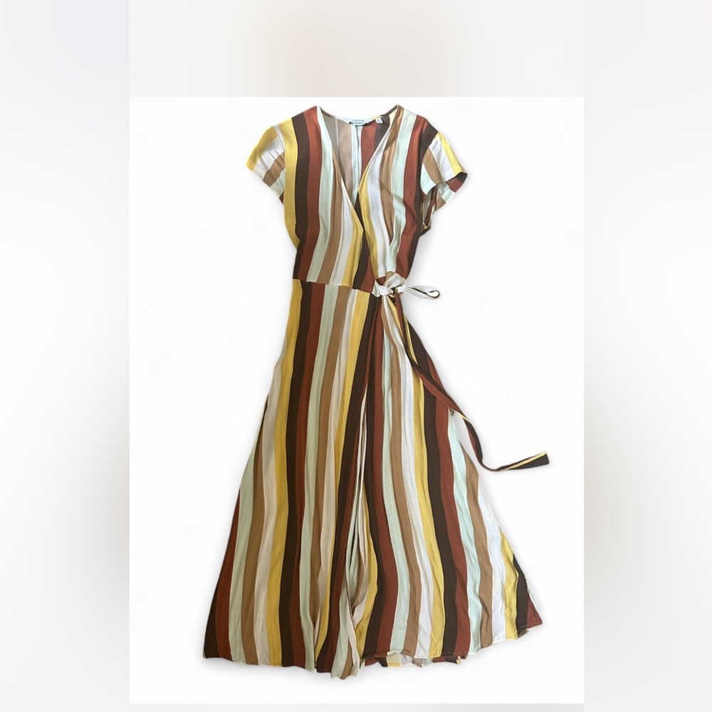 & Other Stories Multi-Colored Strips Wrap Maxi Dress